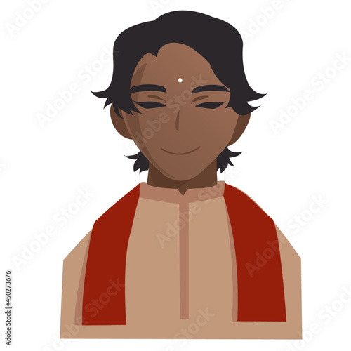 Indian man character wearing traditional costume. Vector flat illustration.