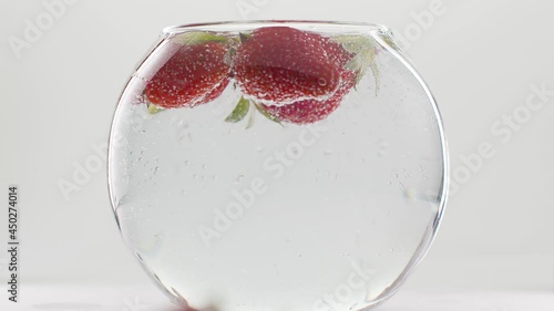 Wallpaper Mural beautiful sweet strawberry fresh fruit attractive closeup natural falls in water Torontodigital.ca
