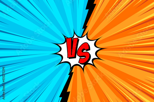 Cartoon comic background. Fight versus. Comics book colorful competition poster with halftone elements. Retro Pop Art style. Vector illustration.