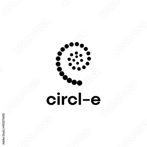 initial letter e circle dots spiral logo template
