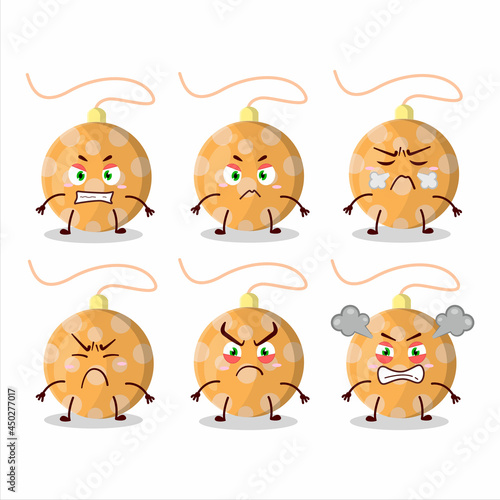 Fototapeta Naklejka Na Ścianę i Meble -  Christmas lights orange cartoon character with various angry expressions