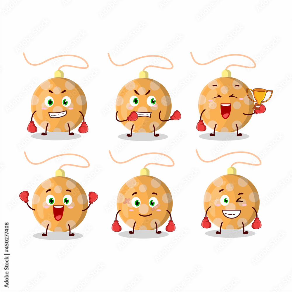 A sporty christmas lights orange boxing athlete cartoon mascot design