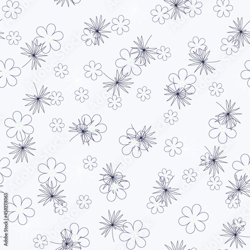 Chamomile seamless pattern. Abstract background with white daisies. Pattern for textiles  fabrics  bed linen  wallpaper. Decorative print for design with chamomile and daisies. Vector