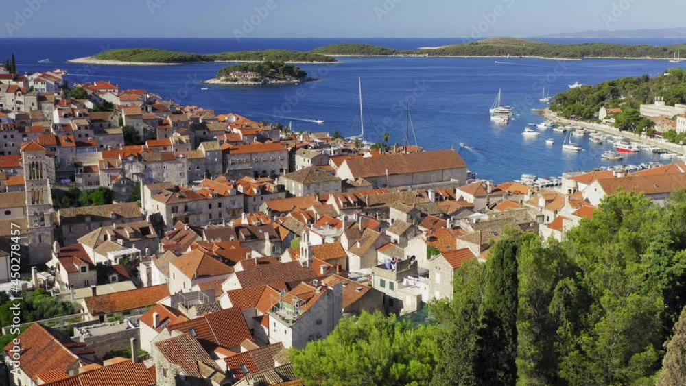 Aerial scene of Hvar town on Hvar island, Croatia Aerial scene of Hvar town on Hvar island, Croatia