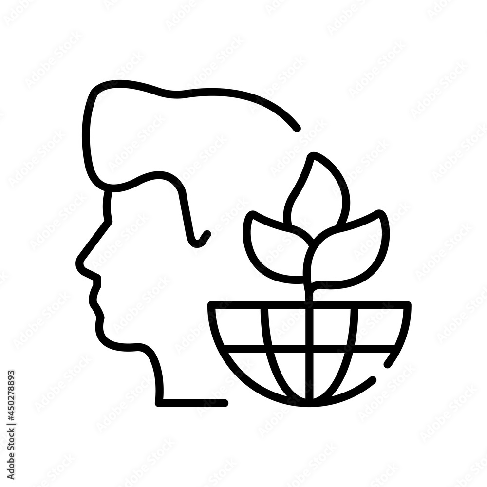 Green thinking vector outline icon style illustration. EPS 10 file Green thinking vector outline icon style illustration. EPS 10 file