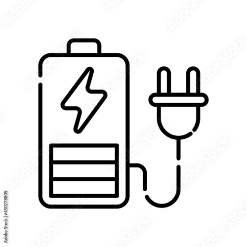 Battery vector outline icon style illustration. EPS 10 file