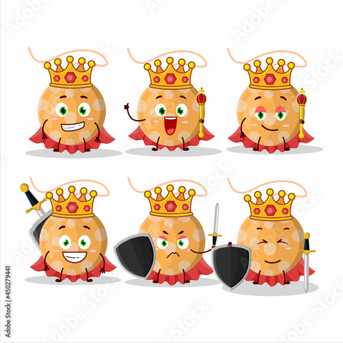 A Charismatic King christmas lights orange cartoon character wearing a gold crown