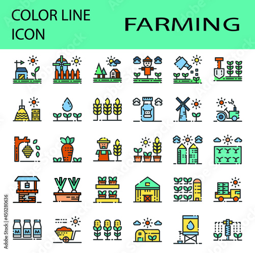30 Color Line Icon : Vector icon set ,design for farming and agricultural