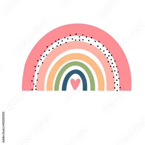 Rainbow in boho style Cute Baby rainbow Vector illustration