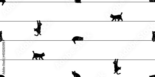 cat seamless pattern kitten hanging calico vector climbing pet repeat background scarf isolated cartoon animal tile wallpaper doodle illustration design