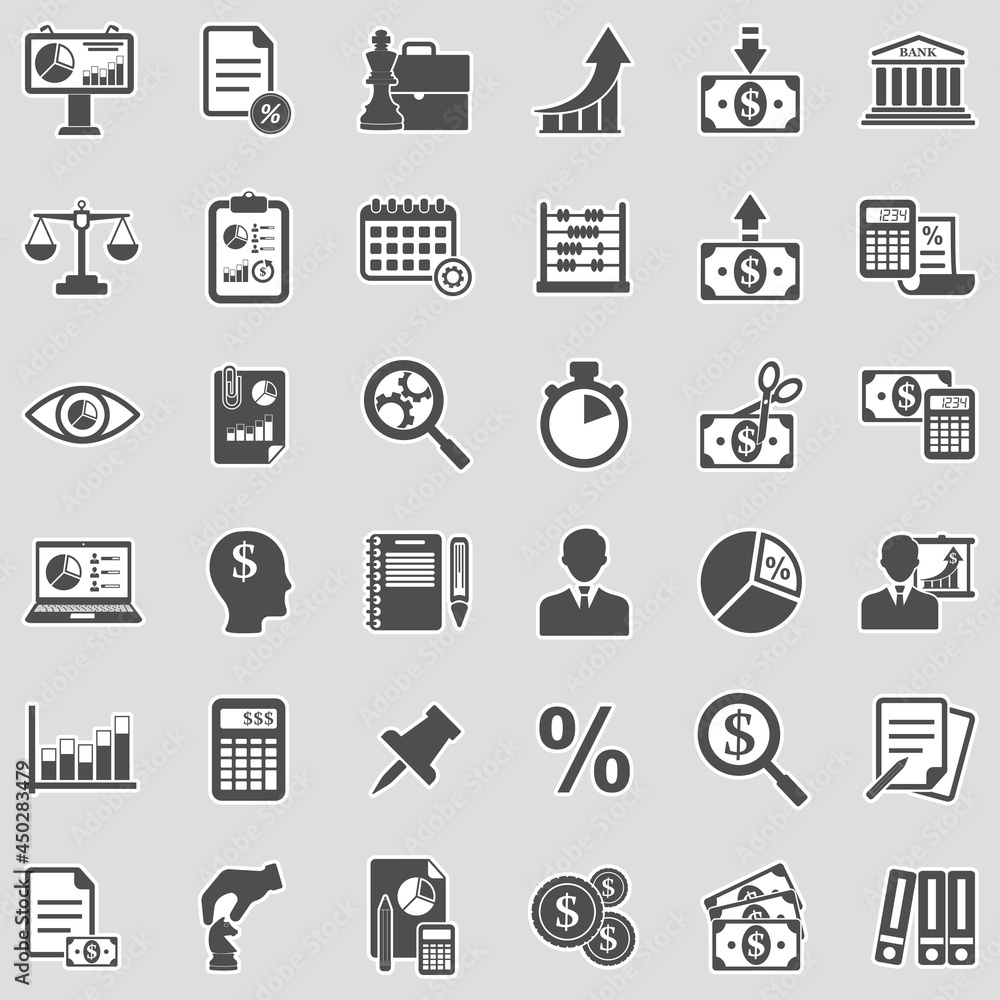 Accounting Icons. Sticker Design. Vector Illustration. Accounting Icons. Sticker Design. Vector Illustration.