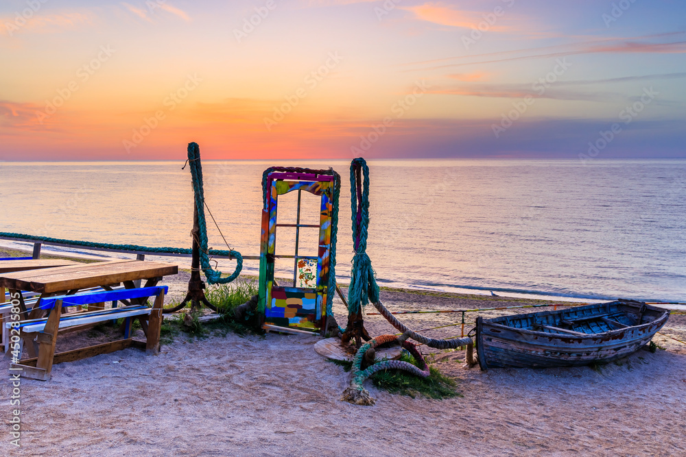 Vama Veche, Romania. Taverna (Cherhana - Vama Veche) and wild beach before sunrise.