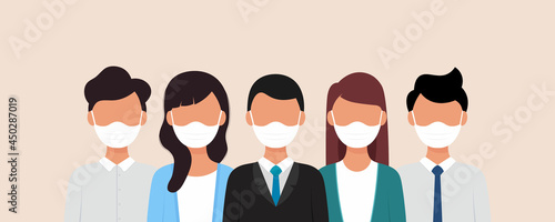 Group of people wearing medical mask to prevent from corona virus