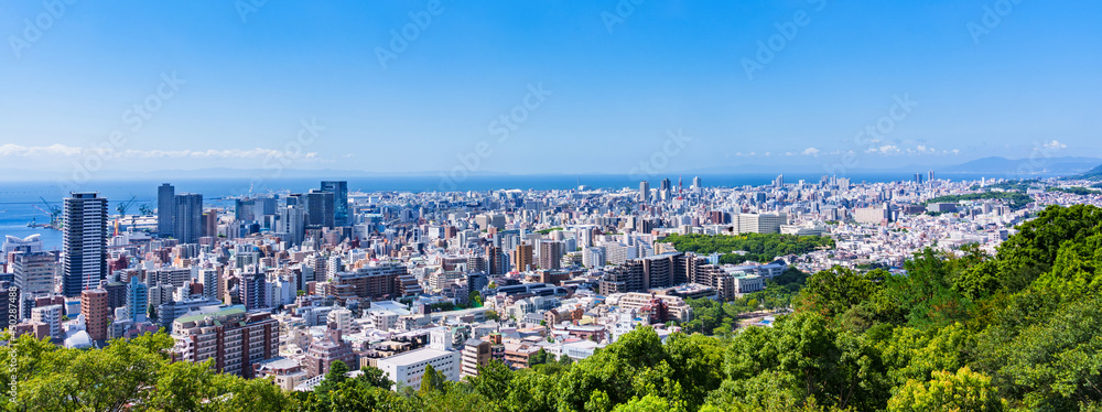 神戸市　俯瞰　パノラマ　【 夏 の 都市風景 】