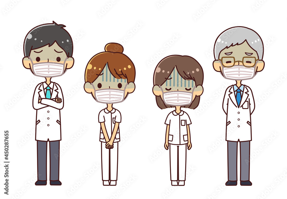 疲労困憊の医療従事者 4人 イラスト素材 Stock Illustration Adobe Stock 疲労困憊の医療従事者 4人 イラスト素材 Stock Illustration Adobe Stock