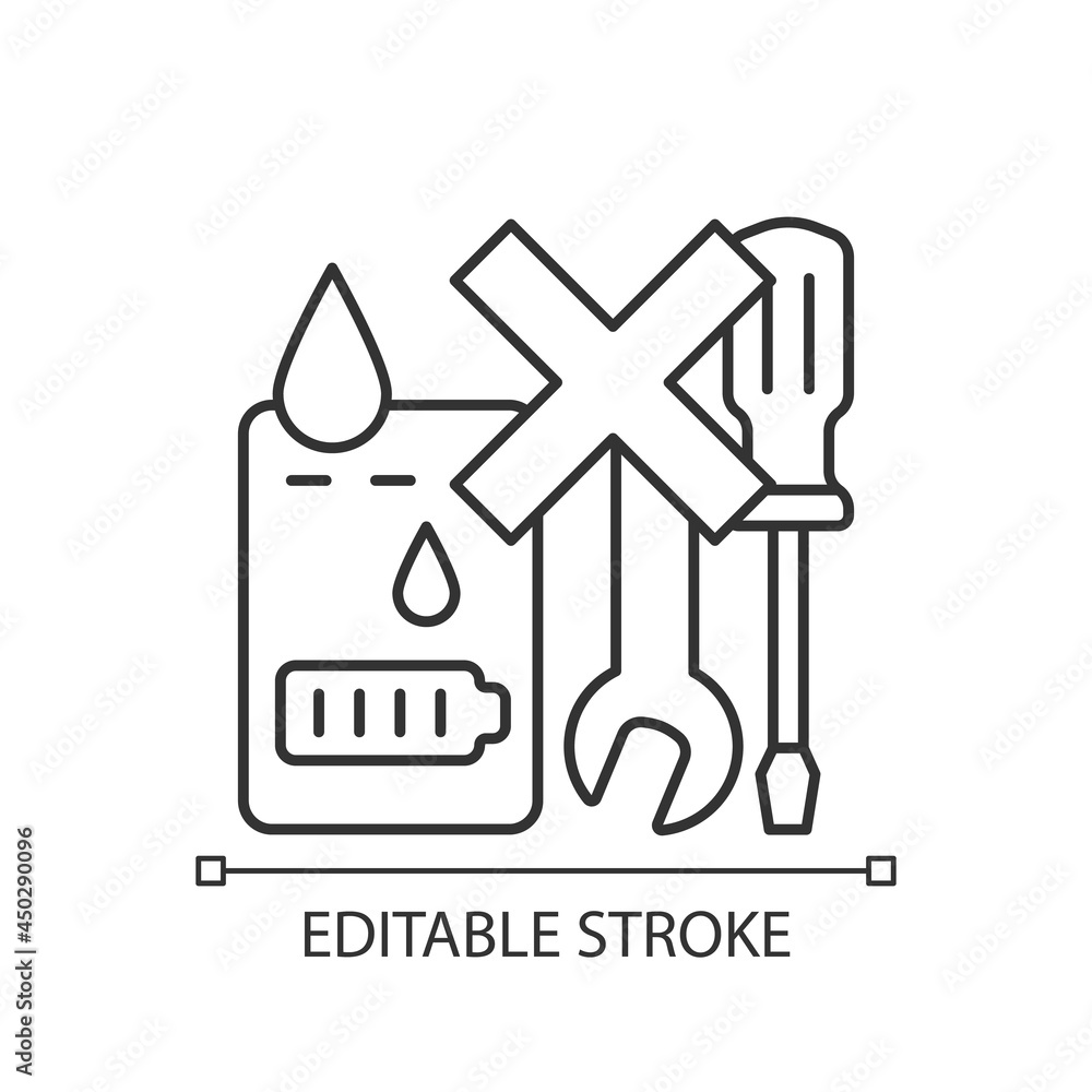 Not serviceable if exposed to liquids linear manual label icon. Thin line customizable illustration. Contour symbol. Vector isolated outline drawing for product use instructions. Editable stroke Not serviceable if exposed to liquids linear manual label icon. Thin line customizable illustration. Contour symbol. Vector isolated outline drawing for product use instructions. Editable stroke
