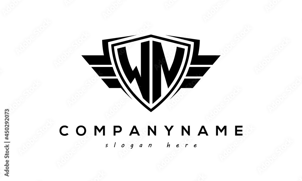 Wings shield letter WN logo vector Wings shield letter WN logo vector