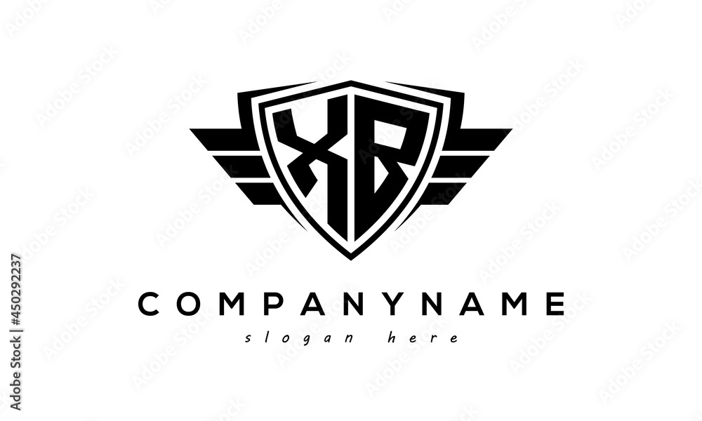 Wings shield letter XB logo vector Wings shield letter XB logo vector