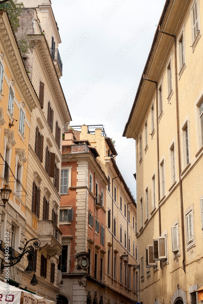 Buildings on a summer street in Rome