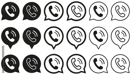 SYMBOLE TÉLÉPHONE NOIR BULLE RONDE