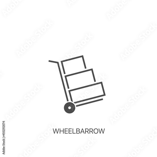 Wheelbarrow vector icon. Symbol in Line Art Style for Design