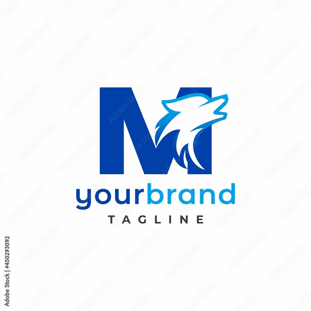 Letter M Wolf Logo Design Vector , Initial Gaming Logo Letter M Wolf Logo Design Vector , Initial Gaming Logo