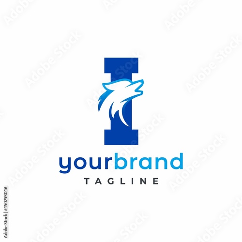 Letter I Wolf Logo Design Vector , Initial Gaming Logo