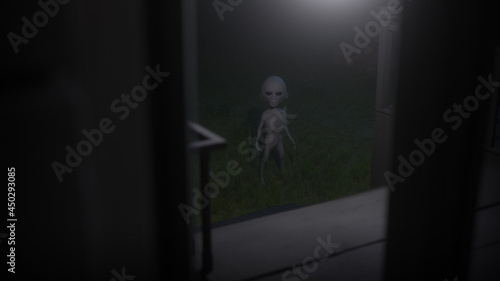 Grey Alien centerframe, 4k, croppable sides, recommended to darken down if used in a horror-setting or kept as is if used in a documentary-setting photo