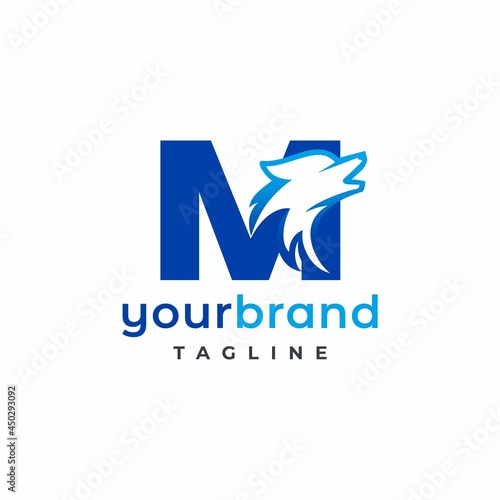 Letter M Wolf Logo Design Vector , Initial Gaming Logo