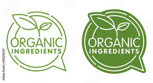 Organic Ingredients flat stamp, in thin line 