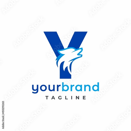 Letter Y Wolf Logo Design Vector , Initial Gaming Logo