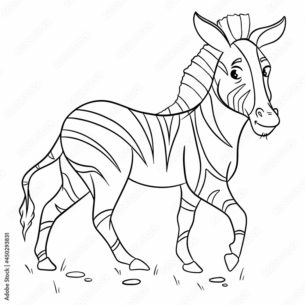 Animal character funny zebra in line style. Children's illustration. Animal character funny zebra in line style. Children's illustration.