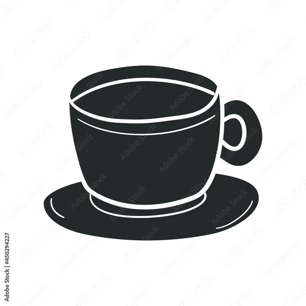 Coffee Cup Icon Silhouette Illustration. Breakfast Drink Vector Graphic Pictogram Symbol Clip Art. Doodle Sketch Black Sign. Coffee Cup Icon Silhouette Illustration. Breakfast Drink Vector Graphic Pictogram Symbol Clip Art. Doodle Sketch Black Sign.