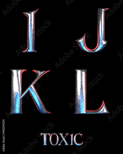 Toxic metal alphabet - 3D Illustration