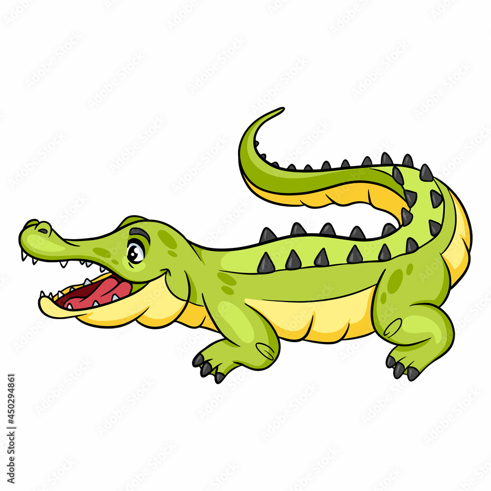 Fototapeta premium Animal character funny crocodile in cartoon style. Children's illustration.