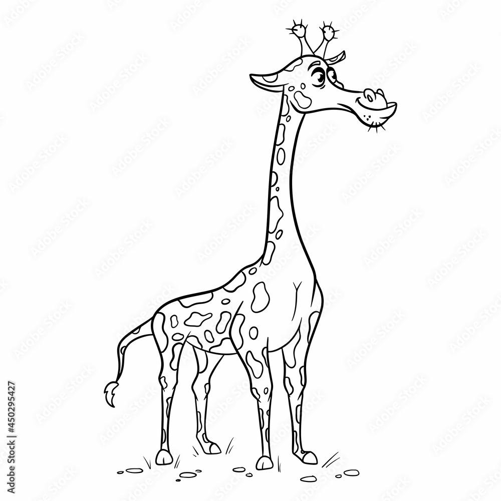 Animal character funny giraffe in line style. Children's illustration. Animal character funny giraffe in line style. Children's illustration.