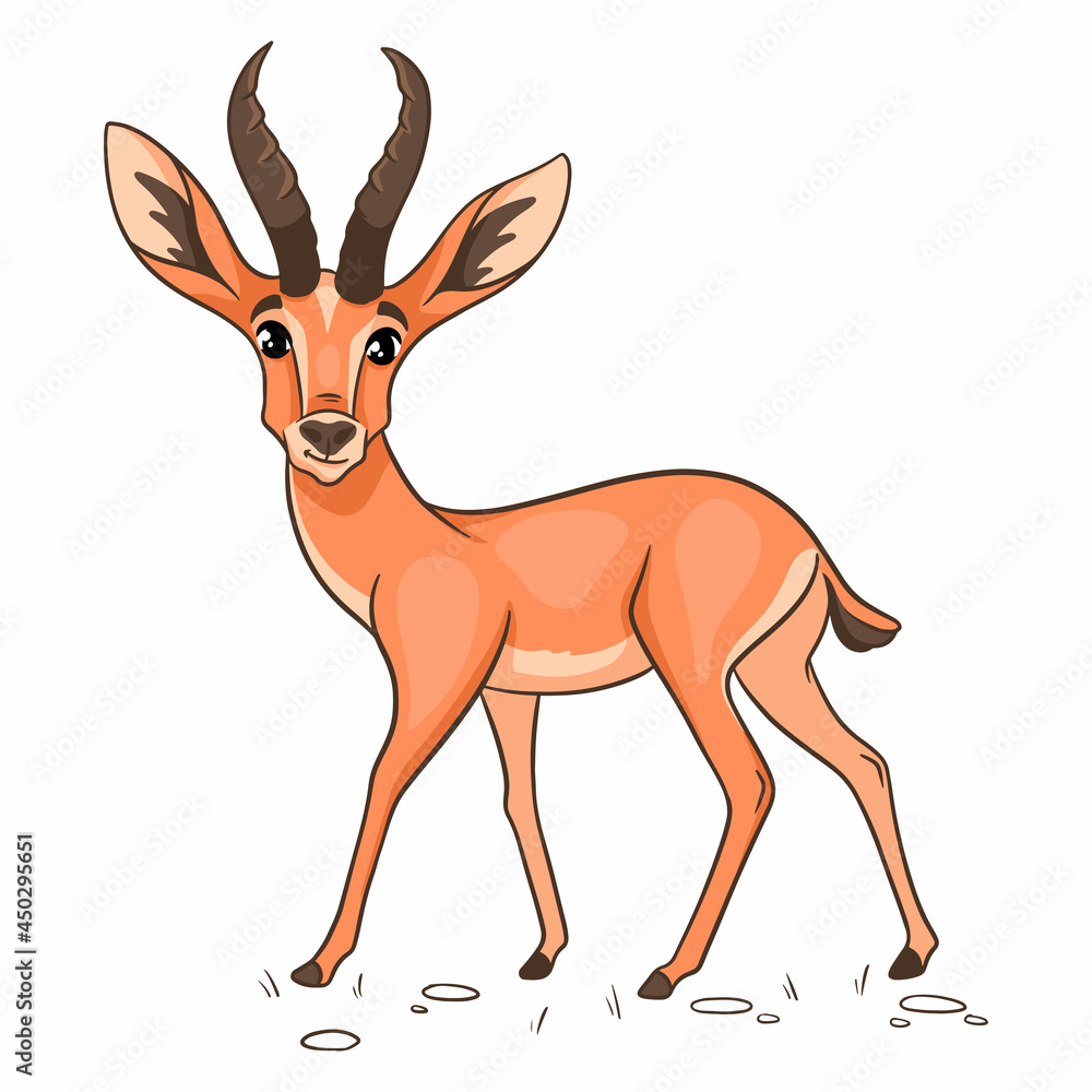 Animal character funny gazelle in cartoon style. Children's illustration. Animal character funny gazelle in cartoon style. Children's illustration.