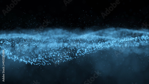 Abstract digital particle wave and light abstract background, animation cyber or technology background.
