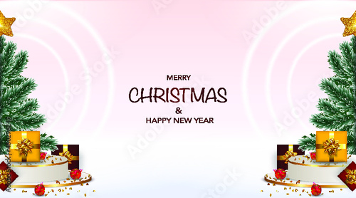 Christmas background, banner, frame, header, background, new year  greeting card design wit abstract Christmas tree. Vector Illustration