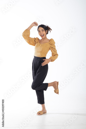 Beauty portrait of fashion young Asian woman model isolated on white background. Make-up Beauty and studio concept. © NVB Stocker