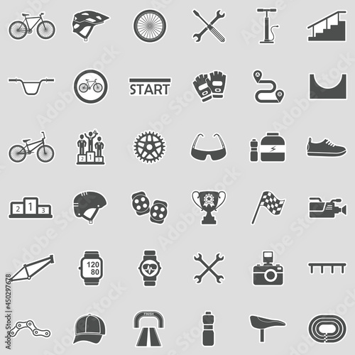 Biking Icons. Sticker Design. Vector Illustration.