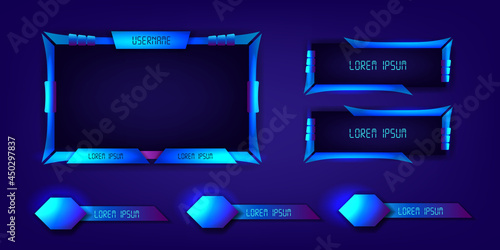 blue neon live stream gaming esport frame panels modern tech cyber futuristic display elegant