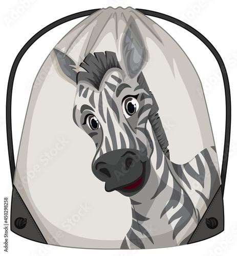 Drawstring backpack with zebra pattern