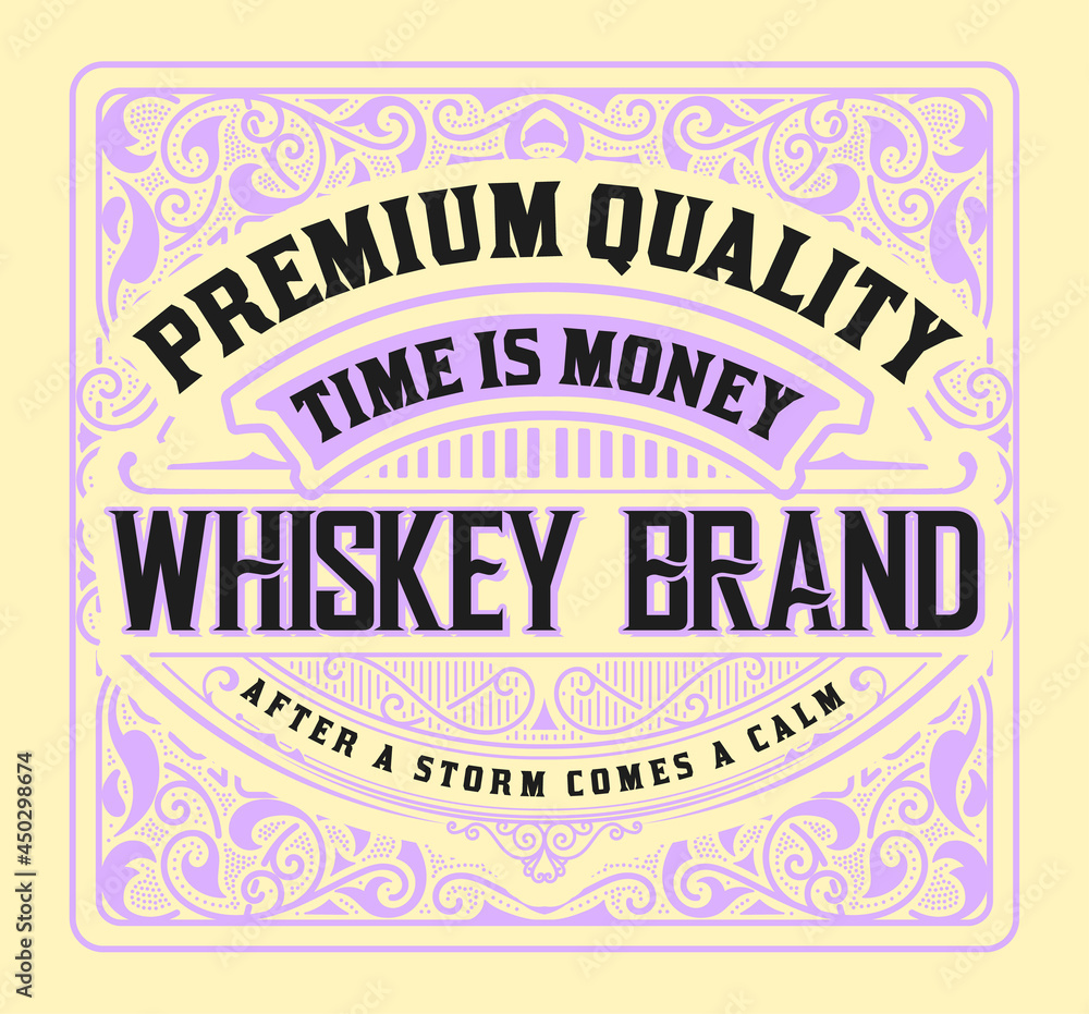 Whiskey label with old frames Whiskey label with old frames