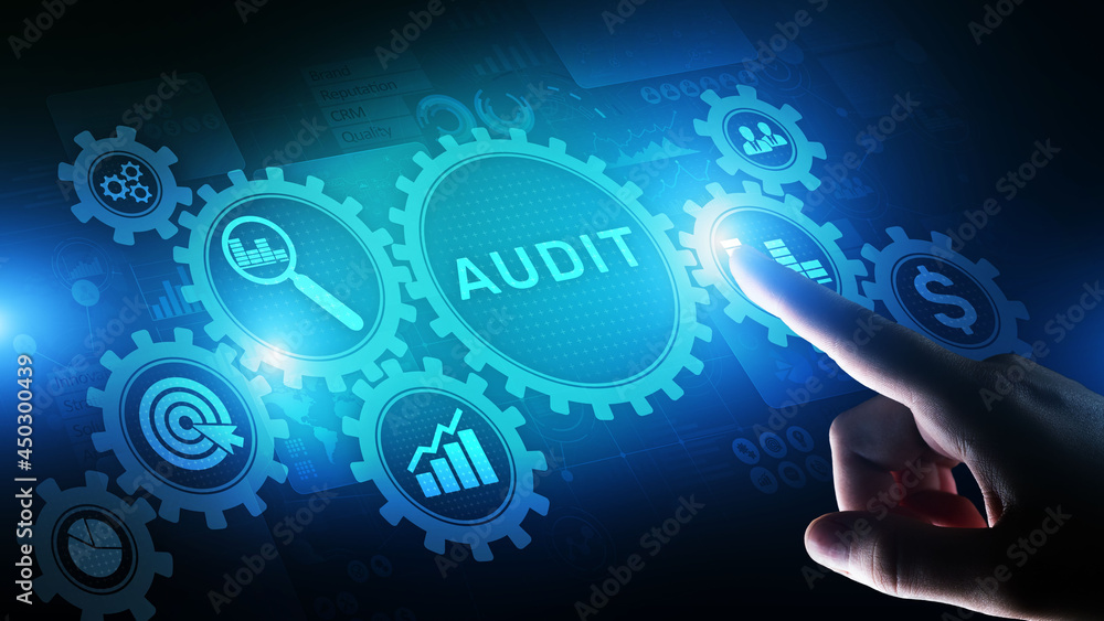 Audit - official financial examination for business as concept on virtual screen. Audit - official financial examination for business as concept on virtual screen.