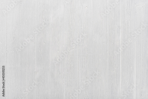White wood texture background. Painted wooden planks pattern top view flat lay.