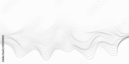 Wave design element. Abstract wave with moving dots. Particle stream