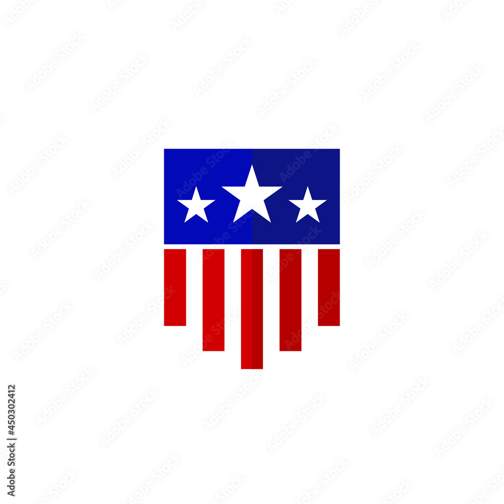 Shield of US Flag. United States Shield Logo. Vector Illustration. Shield of US Flag. United States Shield Logo. Vector Illustration.