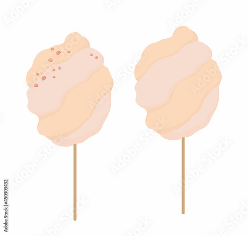 Cotton candy. Candy floss. Full-color vector illustration on a white background.