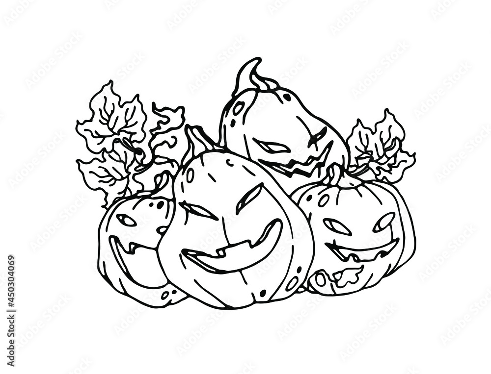 Sketch of Jack the lantern isolated on a white background. Element for autumn decorative design, halloween. Sketch of Jack the lantern isolated on a white background. Element for autumn decorative design, halloween.